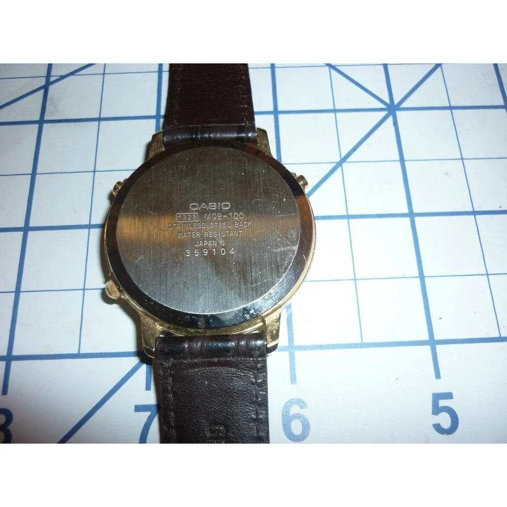 RARE Vintage Casio MQB-100 Chronograph Watch 1323 Japan Gold‎ Tone Clean - FS